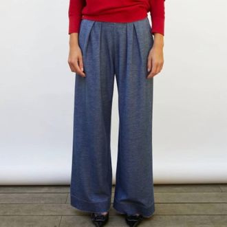 Molli Lauren Fluid Knit Pants In Blueberry Denim