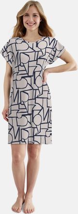 Tom Tailor Nachthemd TOM TAILOR, Damen, Gr. 36, N-Gr, braun, hell, allover, Single Jersey, Obermaterial: 95% Viskose, 5% Elasthan, bequem knielang, Rundhals, ger