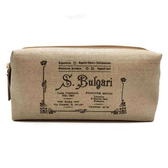 Bulgari Collezione Beige Pvc Leather Clutch Bag Pouch (Pre-Owned)