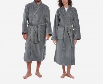 House Babylon Unisex Velour Bathrobe In Grey