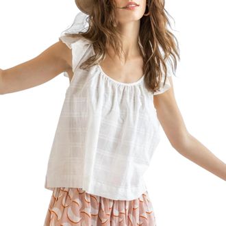 Lilla P Womens Ruffle Sleeve Top In White
