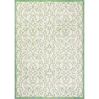 Jonathan Y Designs Madrid Vintage Filigree Textured Weave Indoor/Outdoor Area Rug in Cream/green at Nordstrom, Size 3Ft 0In X 5Ft 0In
