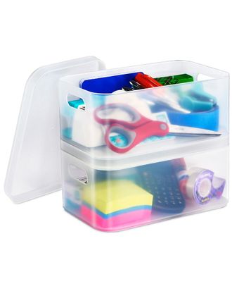 Sorbus Pack Of 2 Stackable Plastic Bins With Handles