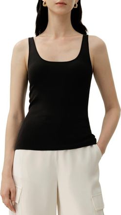 LilySilk Milano Knit Silk Viscose Tank Top in Black at Nordstrom, Size X-Large
