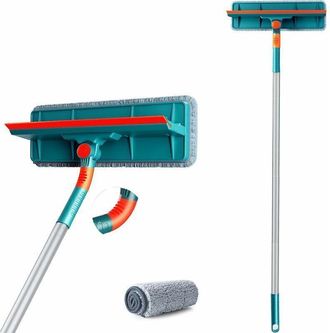 OEM Kit Profesional 2 En 1 De Limpiacristales Con Mango Telesc&oacute;pico (1,35 M De Longitud), Limpiacristales Para Ventanas Interiores