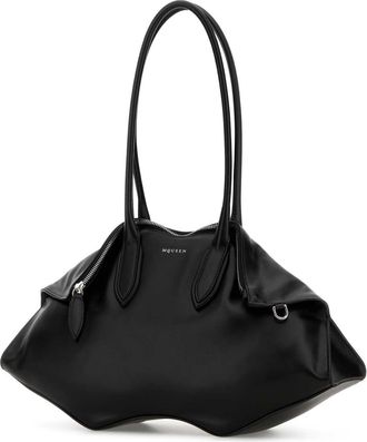 Alexander McQueen Womens Manta Shoulder Bag Black Leather