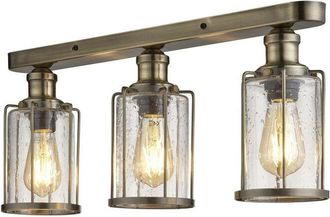Searchlight Searchlight Pipes - 3 Light Flush Antique Brass, Glass Shade, E27