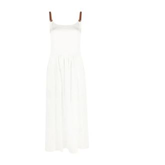 Lorena Antoniazzi Kleedjes, Dames, Wit, L, Witte Tankmouwen Casual Midi Jurk