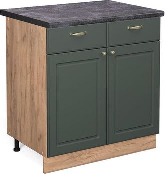 Vicco Mueble bajo de cocina Fame-Line, Verde dorado Casa de campo, 80 cm, et Antracita