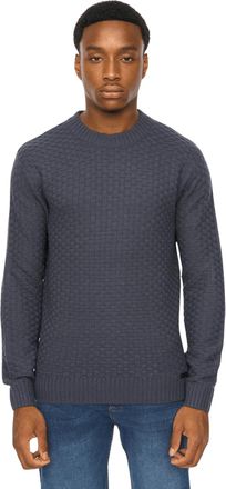 Duck and Cover Mens Matera Crew Knit Jumper - Textured Acrylic Blanket Weave Knit - Navy - XL