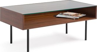 La Redoute Interieurs Salontafel met vitrineblad, notenhoutfineer, Bianzo