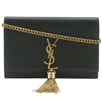 Saint Laurent Green Leather Chain/Shoulder Wallet (Pre-Owned)