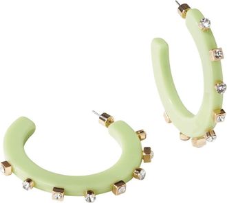 Smith & Co Womens Small City Girl Jewel Hoop Earrings In Pistachio