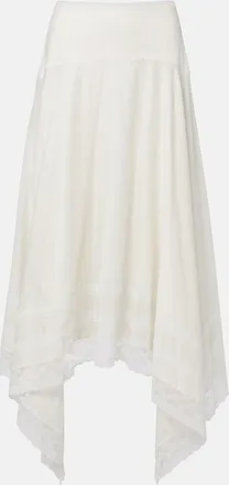 Staud Ainsley lace-trimmed cotton voile midi skirt