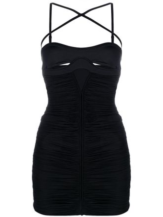 MUGLER cut-out detail ruched minidress - Black