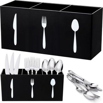 No Brand Organizador De Cubiertos De Acr&iacute;lico, Plateado, Soporte Para Cuchillos, Tenedores Y Cucharas De Mesa, Juego De Cocina De 3 Piezas, Para Armario O Come