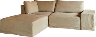 Tikamoon Sof&aacute; esquinero modulable de lino natural con meridiana, 2 plazas