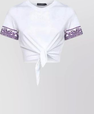 Dolce & Gabbana cropped cotton t-shirt knot detail
