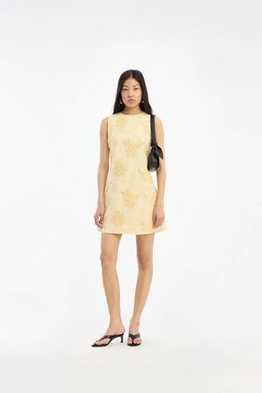 Rotate Flower Mini Flared Dress In Yellow