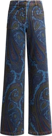 Etro Jeans met paisleyprint en wijde pijpen - Dames - Loose Fit Jeans - Blauw - W28 - Katoen - Jeans
