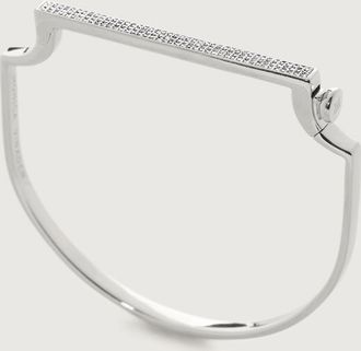 Monica Vinader Sterling Silver Signature Thin Diamond Bangle Diamond