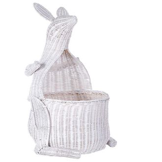 Beliani Beliani - Rattan Wicker Kangaroo Basket Hamper Natural Woven Toy Storage Accessory White Kapiti