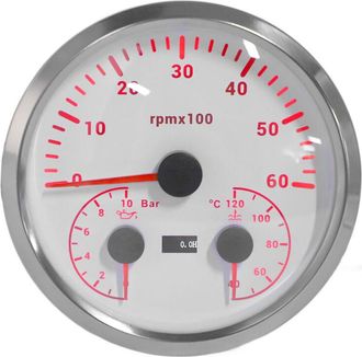 OEM Tac&oacute;metro El&eacute;ctrico 3 En 1, Man&oacute;metro De Presi&oacute;n De Aceite, Indicador De Temperatura Del Agua, 4 3/8 Pulgadas, 6000 Rpm, 0-10 Bar, 40-120 &deg;c, Retroilu