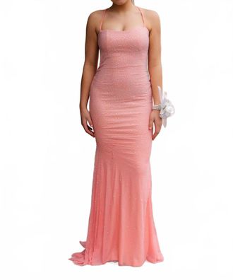 La Femme Womens Prom Dress In Peach