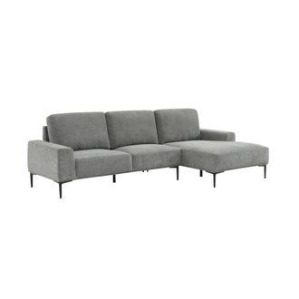 Sweeek Sof&aacute; de tela y metal con esquina derecha, 3 plazas, gris oscuro