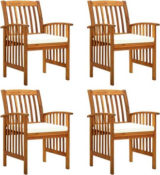 vidaXL Sillas De Comedor De Jard&iacute;n, 4 Piezas Con Cojines, Madera Maciza De Acacia Vidaxl