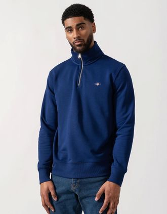 GANT Mens GANT Mens Regular Fit Shield Logo Half Zip Sweatshirt NOS - 433 Evening Blue - Navy - Size: 40