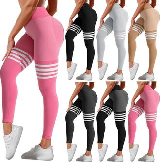 Generic Gym Leggings for Women High Waist Opaque Tummy Control Yoga Casual Pants Slim Fit Butt Lifting Scrunch Legging Tights Athletic Running Workout Sportwe