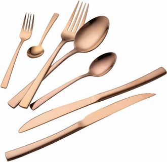 OEM Berlinger Haus Rose Gold Bh-3087 Juego De Cubiertos De 42 Piezas Para 6 Personas, Oro Rosa Brillante
