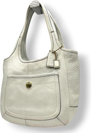 Coach Ivory White Leather Shoulder Bag Tote Bag (Pre-Owned)