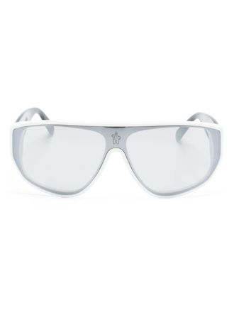 Moncler engraved-logo oversize-frame sunglasses - White