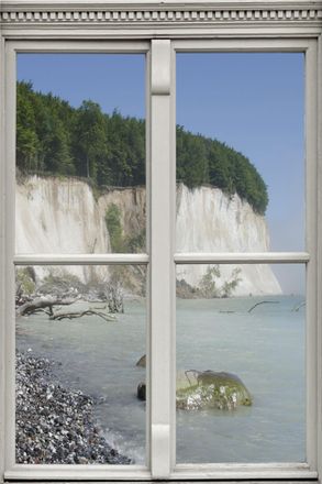 Queence Wandsticker »Steinstrand« Wandsticker, Wandbild, selbstklebend, 3D, Fenster