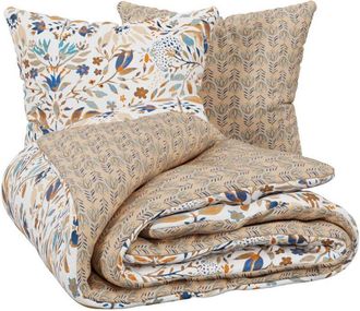 Atmosphera Atmosphera - Set di biancheria da letto stampata in lino beige kilda 260x240cm cr&eacute;ateur dint&eacute;rieur