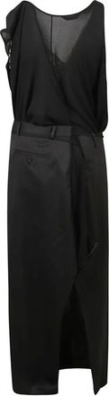 Balenciaga Kleedjes, Dames, Zwart, XS, Wol, Patched Slip Dress