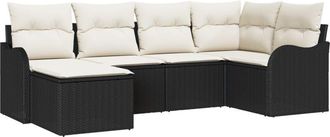 vidaXL Vidaxl - Garden Sofa Set with Cushion 6 pcs Black, white Poly rattan