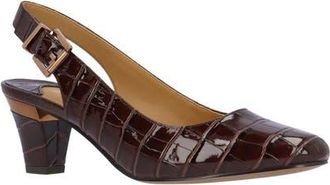 J. Reneé Malree Croc Embossed Slingback Pump in Brown at Nordstrom, Size 10.5