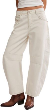Free People Good Luck Mid Rise Barrel Leg Jeans in Milk at Nordstrom, Size 26