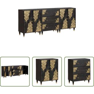 vidaXL vidaXL Armadi da bagno in mango - Set di Armadi da Bagno con cassetto 3 pcs Nero 180 x 33 x 75 cm