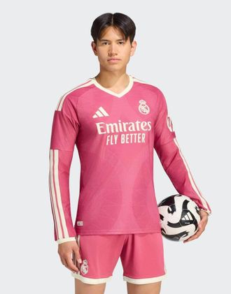 adidas Real Madrid terza maglia authentic a maniche lunghe, rosa vivace