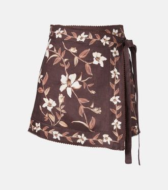Agua Bendita Luna floral linen beach cover-up