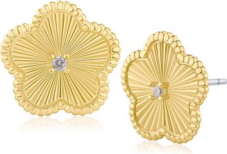 Kenneth Jay Lane Cubic Zirconia Textured Clover Stud Earrings in Clear Gold at Nordstrom Rack