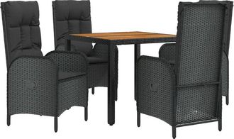 vidaXL Set De Muebles Jard&iacute;n 5 Pzas Con Cojines Rat&aacute;n Sint&eacute;tico Negro Vidaxl