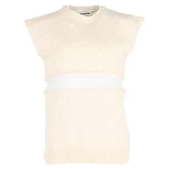 Jil Sander Jil Sander gebreid vest met laagjes in gele wol