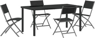 vidaXL Vidaxl - Garden Dining Set Folding 5 pcs Black Textilene and steel