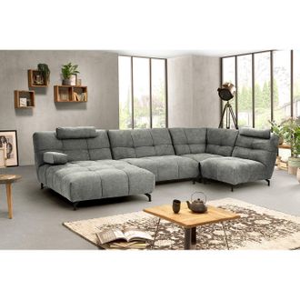 Fredriks home24 Fredriks Recamiere Bellmore Hellgrau Microfaser 120x91x169 cm