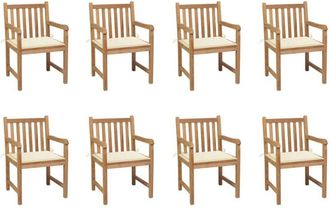 vidaXL Sillas De Jard&iacute;n 8 Uds Madera Maciza De Teca Cojines Crema Vidaxl